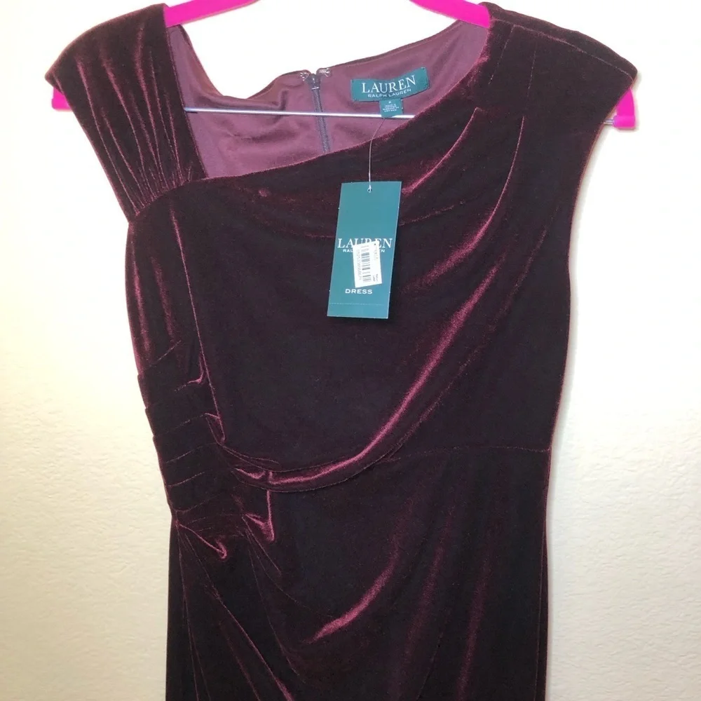 LAUREN RALPH LAUREN sleeveless Stretch-Velvet Sheath Dress size 2